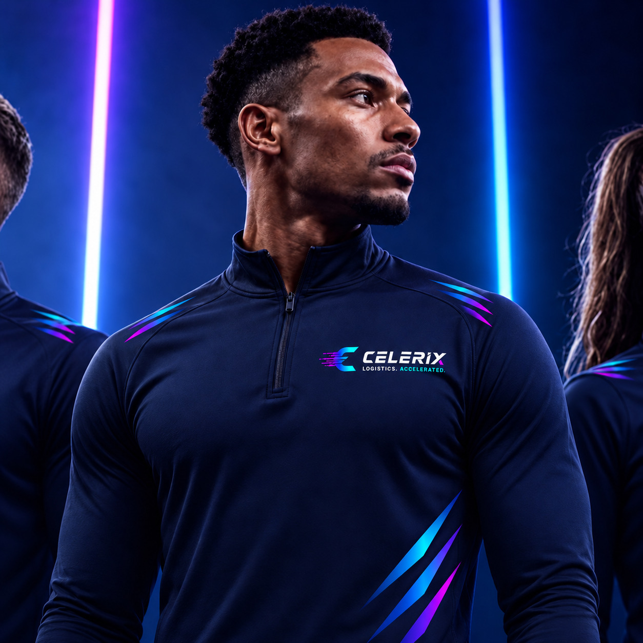 Celerix team member in the branded quarter-zip