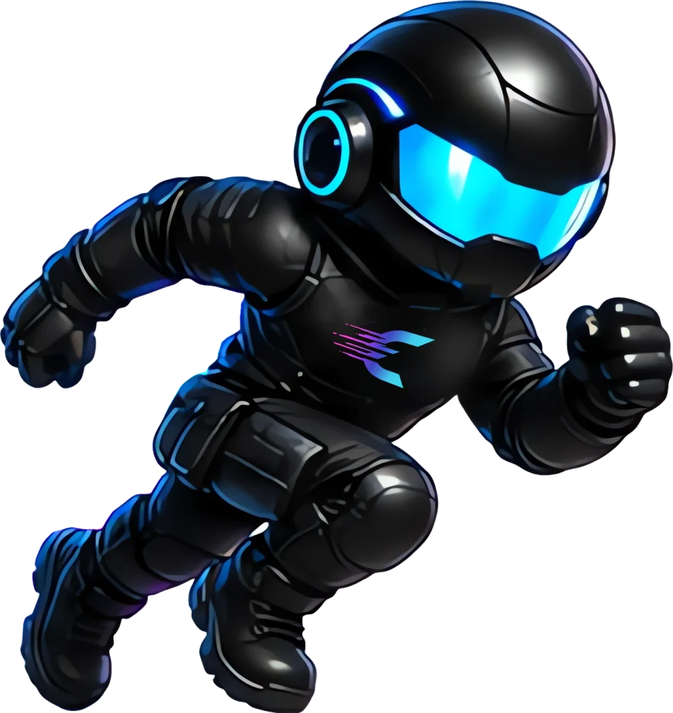 Velox, the Celerix mascot, running